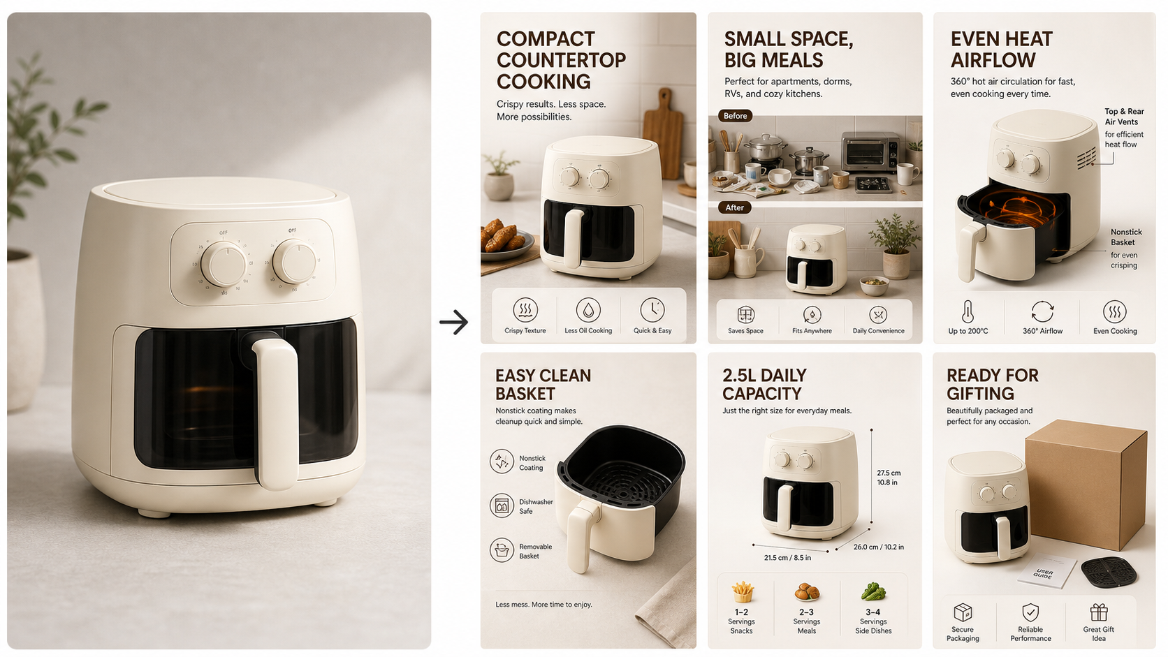 Mini air fryer Product detail page ecommerce set preview